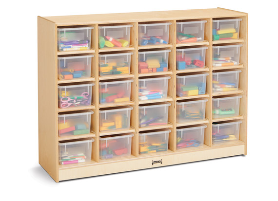 25 Cubbie-Tray Mobile Storage - with Clear Trays