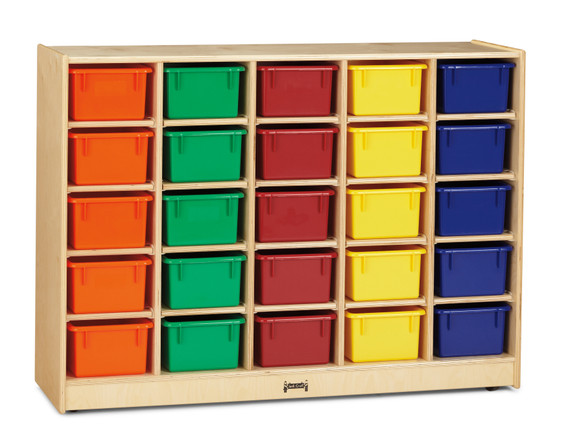 25 Cubbie-Tray Mobile Storage - with Colored Trays