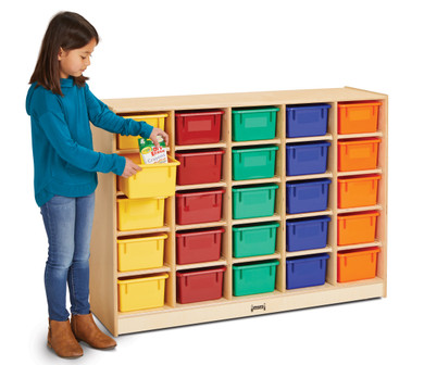 25 Cubbie-Tray Mobile Storage - with Colored Trays - Model