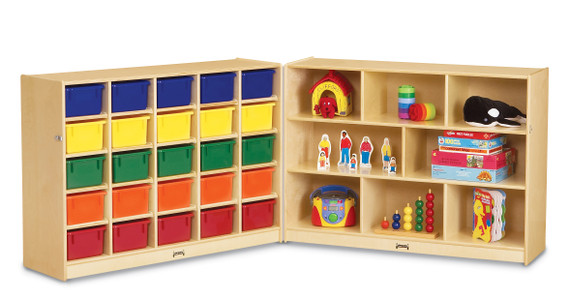 25 Cubbie-Tray Mobile Fold-n-Lock - with Colored Trays