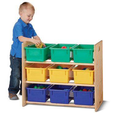 Cubbie-Tray Storage Rack -Model- with Colored Cubbie-Trays