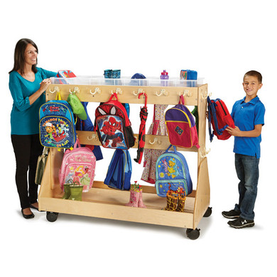 Mobile Backpack Cart – with Clear Cubbie-Trays- Model