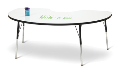 Kidney Dry Erase Table - 72" x 48"&comma; A-height - Write-n-Wipe/Black/Black
