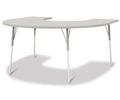 Horseshoe Activity Table - 66" X 60"&comma; A-height - Freckled Gray/Gray/Gray Color Option