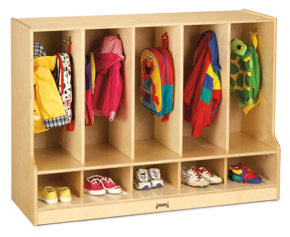 Toddler 5 Section Coat Locker with Step - without Cubbie-Trays