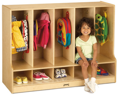 Toddler 5 Section Coat Locker with Step - without Cubbie-Trays- Model